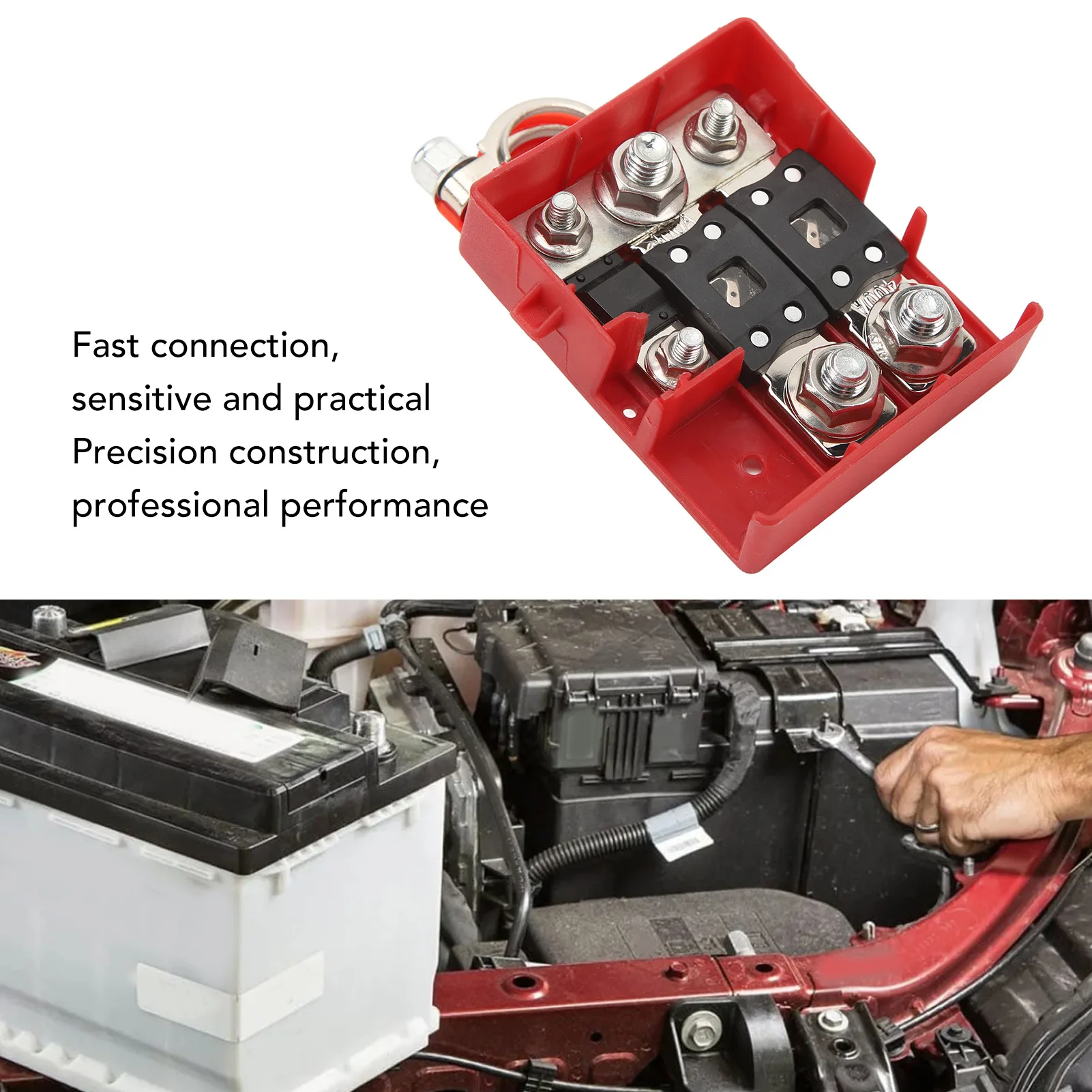 Car Fuse Box Battery Distribution Terminal with Cover 32V 400A Short Circuit Protection Sensitive Fast Connection for Caravans