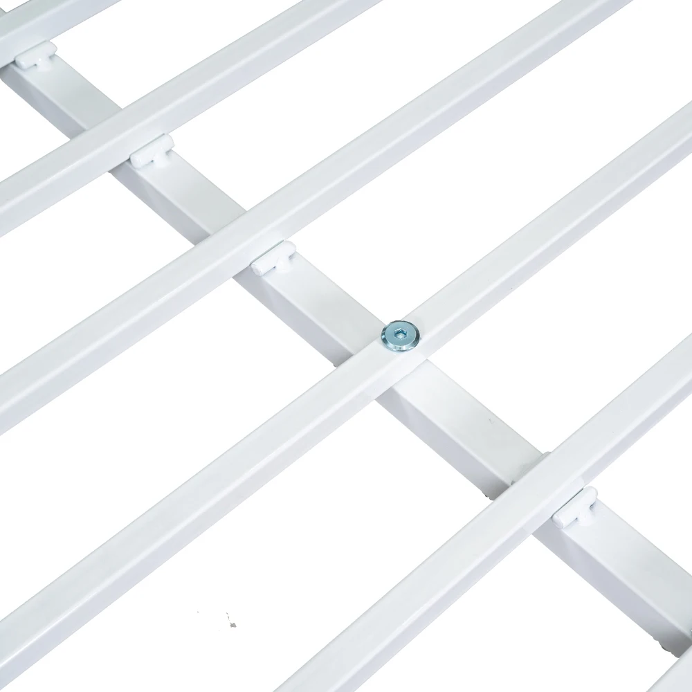 Dreifachbett, Dreifach-Etagenbett mit Leiter für Kinder und Jugendliche, Eisenbett mit Fallschirmgitter und Tisch, Weiß 90x200cm*3 – Detail 22