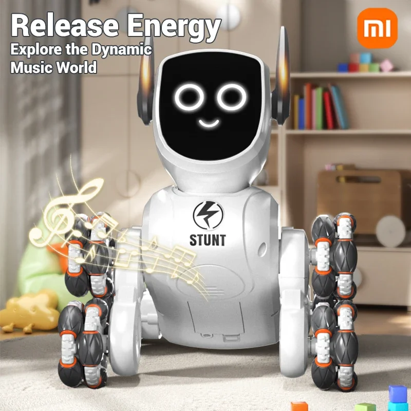 Xiaomi Border Eight Wheel Intelligent Stunt Mechanical Dog Gesture Sensing Remote Control Machine Dog Children Electric Toy smart robot dog toy