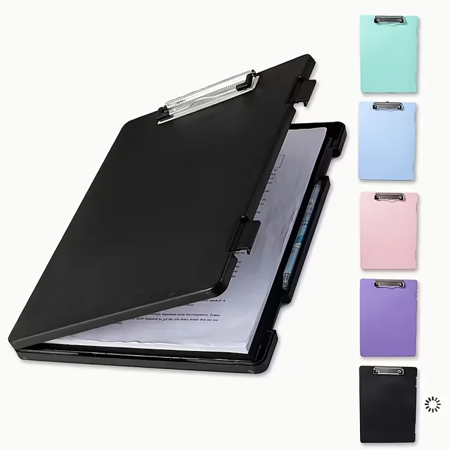 Clipboards with Storage, Plastic Storage Clipboard with Low Profile Clip, Binder Clipboard Folder Side-Opening,Office Supplies 1