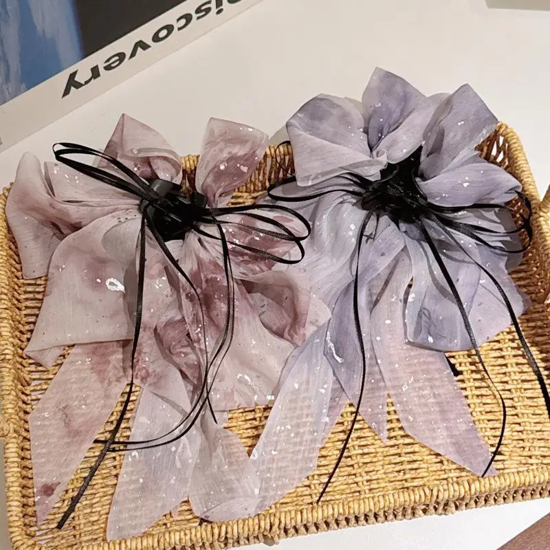 Haarspange Mit Blumenmuster Und Schleife Für Den Pferdeschwanz_voghion.com
