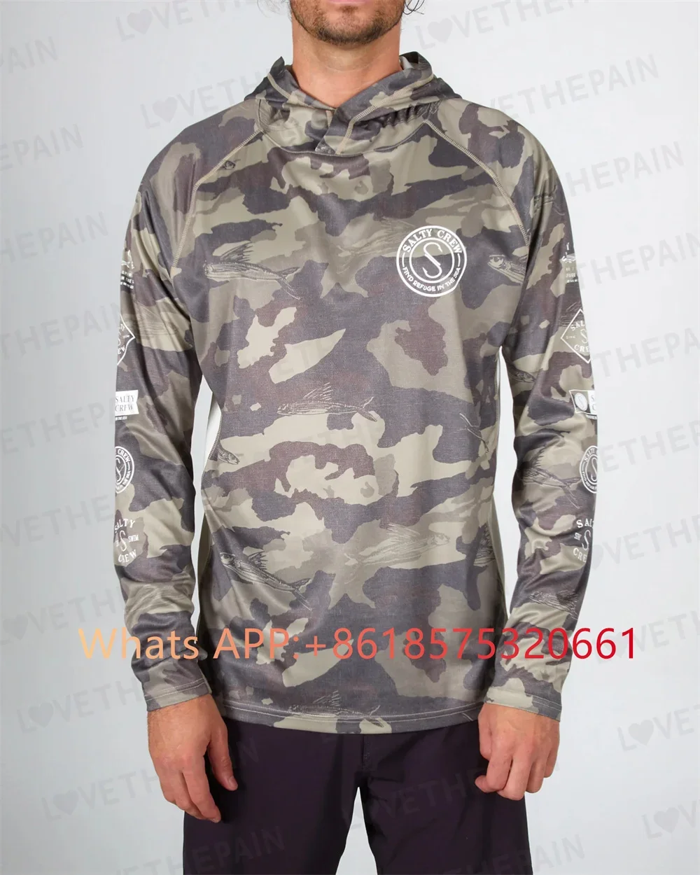 thumbnail image 1 of Camisa de pesca con capucha de talla grande para hombre, con protección UV, de camuflaje, para exteriores, que absorbe la humedad, ropa de pesca, top 2024, 1 of 5