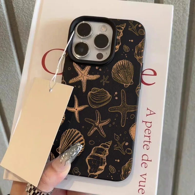 Marine Element Shockproof Mobile Phone Case with Sea Shell and Starfish Pattern