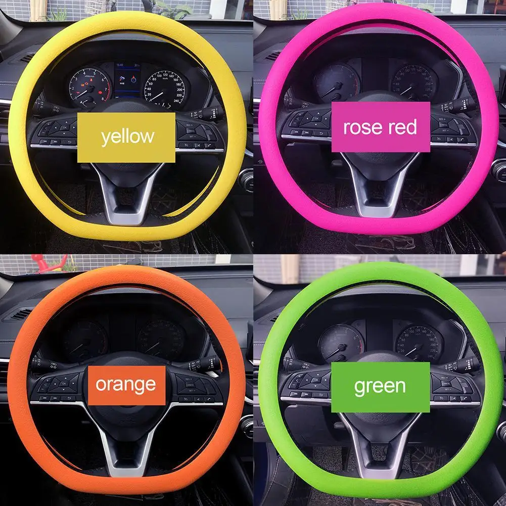 19colors Car Universal Silicone Steering Wheel Elastic Cover Auto Accessories Soft Color Covers Multi Decoration Glove Text D2P7 steering wheel cover