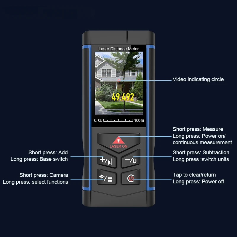 Handheld Outdoor Laser Rangefinder with Camera Assisted 100M/150M/200 M Long Distance Measurement Color Screen Voice Broadcast