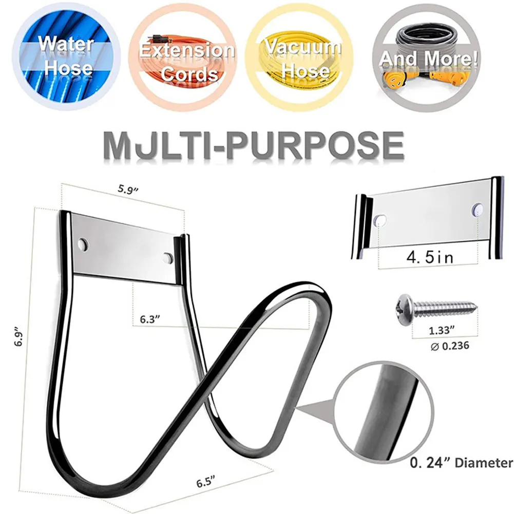 Stainless Steel Water Hose Hanger Wall Mounted Garden Hose Hook Water Hose Holder for Garden Garage Or Yard Storage