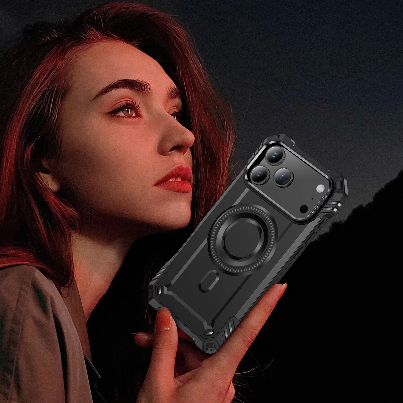Military Grade Hard Black Phone Case - Durable Protective Cover