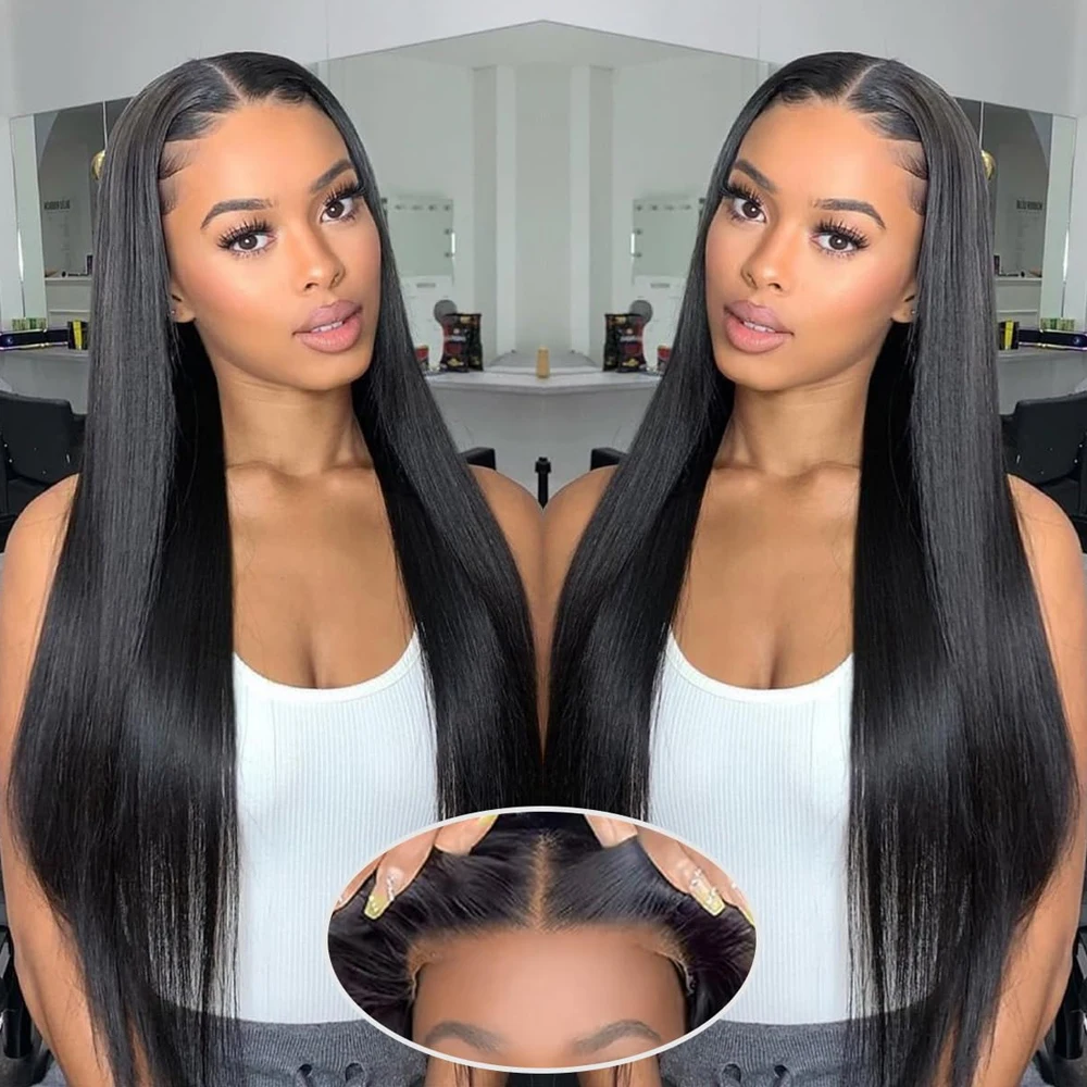 250% Glueless Straight Human Hair Wigs Wear And Go 7x5 Hd Lace Closure Wig On Clearance Sale 34Inch Straight Lace Front Wig 3