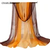 Summer Sunscreen Chiffon Georgette Silk Scarf Women's Thin Gradient Color Solid Bandana Peplum Elegant Long Shawl Scarves Hijab 2