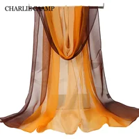 Summer Sunscreen Chiffon Georgette Silk Scarf Women's Thin Gradient Color Solid Bandana Peplum Elegant Long Shawl Scarves Hijab 2