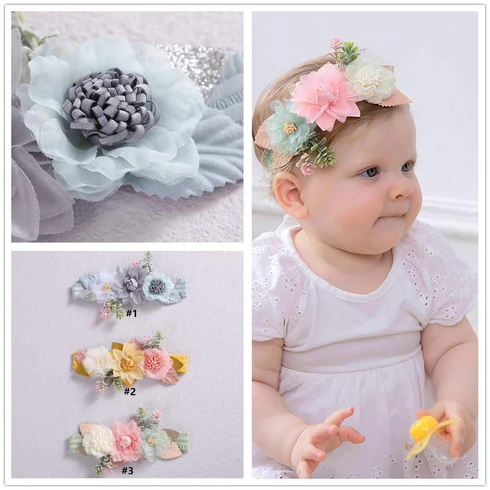 Fashion Florals Headband Newborn Baby Elastic Princess Hairbands Child Kids Hair Accessories Photography Prop Infant Headwear 13 color newborn photography props fairy hot printed pattern headwear hair band flower for baby studio shooting prop accessories