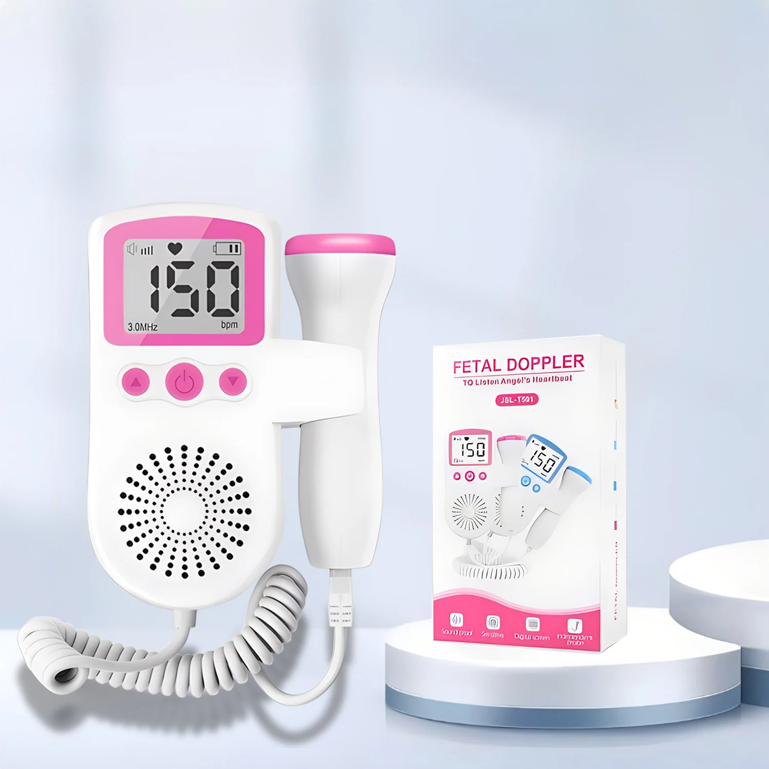 Household Fetal Doppler Baby Heartbeat Pocket Prenatal Detector Home Pregnant Heart Rate Monitor Detector Pulse Meter