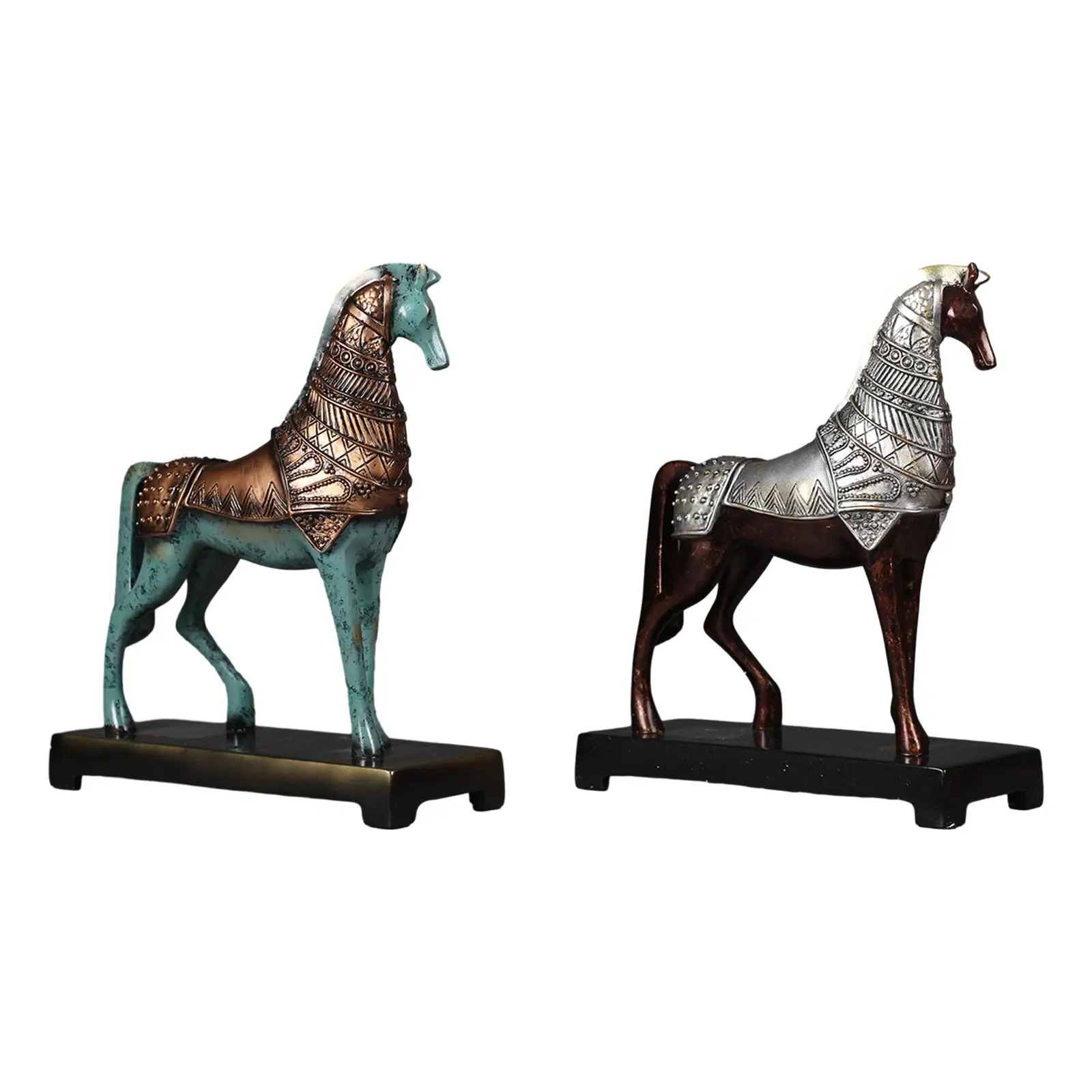 

War Horse Standing Statue Resin Table Decoration for Living Room Lightweight