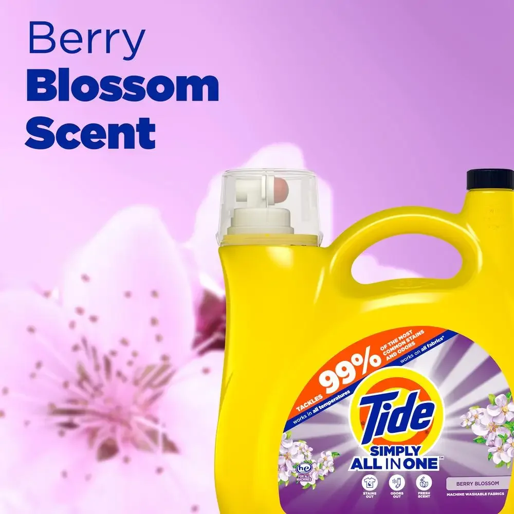 Laundry Detergent Laundry Stain Remover Berry Blossom Laundry Detergent Powerful Stain Remover Fresh Scent HE and Standard Machine Compatible 117 fl oz 89 loads