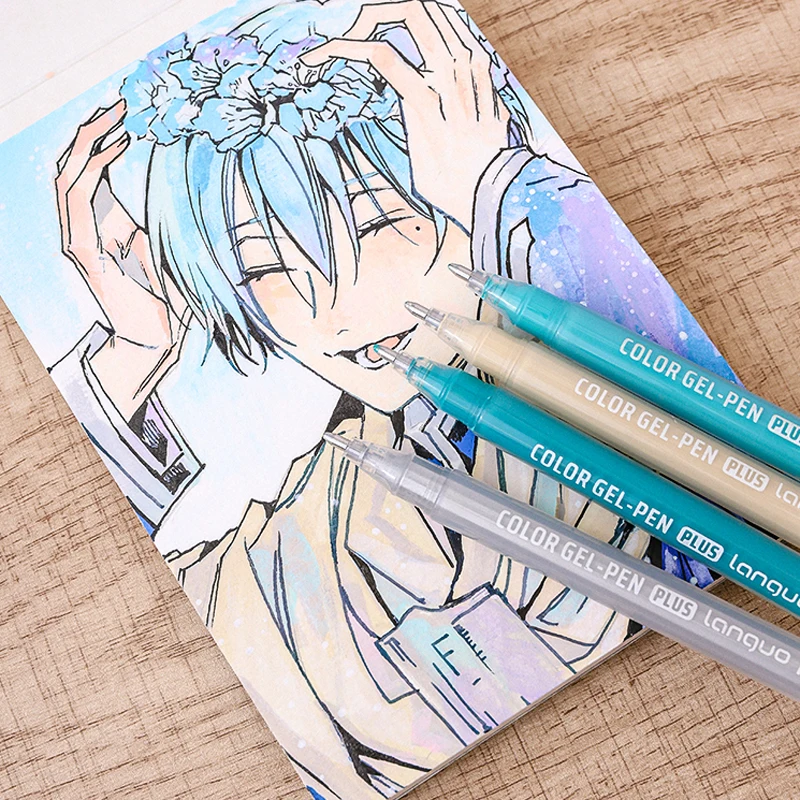 6 Pcs/Set Large Capacity Calligraphy Gel Pen 1.0mm Hard Tip Pens for Journaling Drawing Practice Planner Writing Stationery