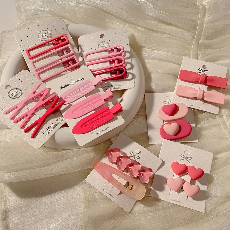 20pcs/lot Women Hair Clip Pink Bow Makeup Hairpins Girls Cute