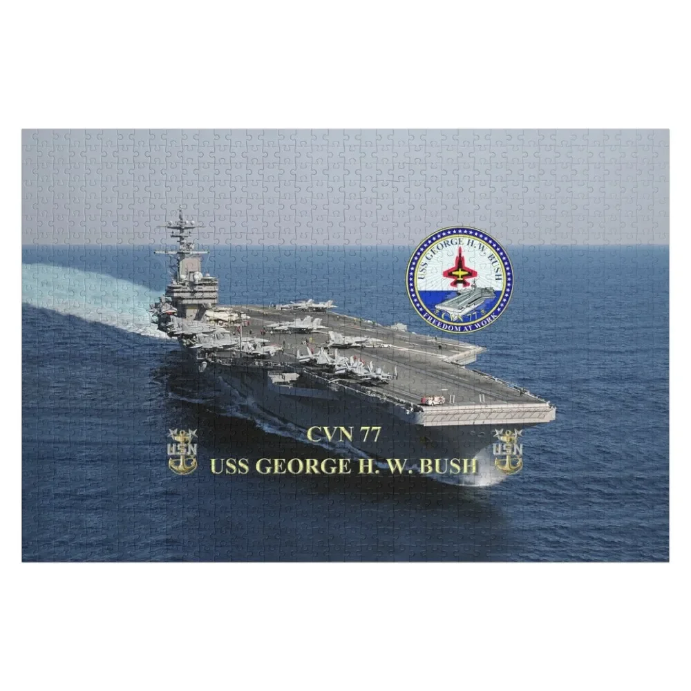 CVN-77 USS George H.W. Bush Jigsaw Puzzle Custom Jigsaw Personalized Baby Object Custom Wooden Gift Custom Gifts Puzzle