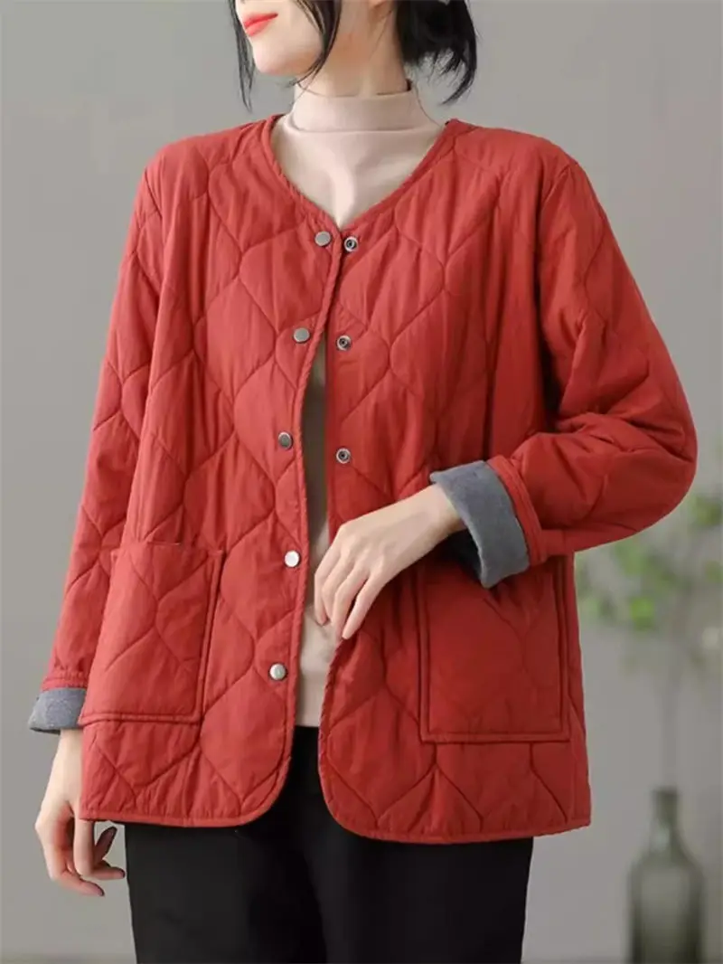 

Japanese Light And Thin Short Cotton Jacket For Women Spring Autumn 2024 New Oversized Loose Warmth Quilted Coat Casual Top K905