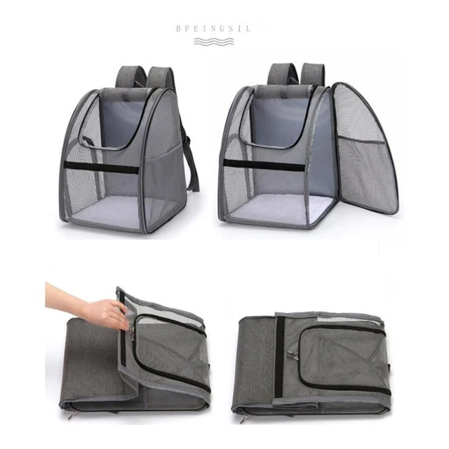 Pet backpack dog cat small dog out wire fully transparent backpack portable foldable backpack breathable pet supplies 3