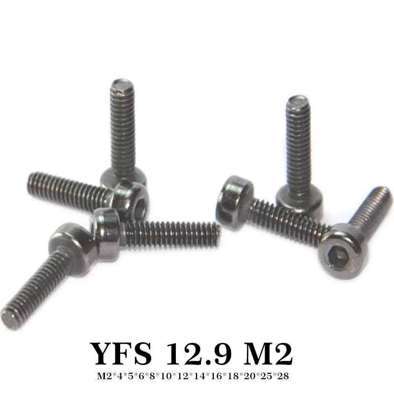 100Pcs YFS M2 Screw Hexagon Socket Head Cap Allen Bolt Screw M2*6*8*10