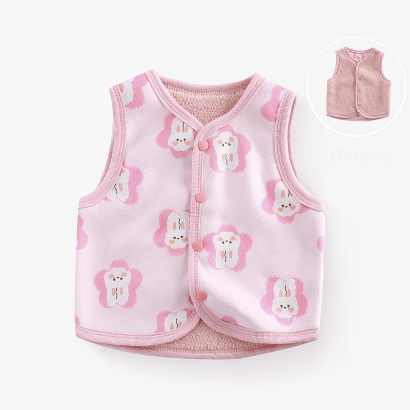 Autumn Winter Double-sided Baby Kids Vests Plush Thickened Children Boys Girls Outerwear Vest