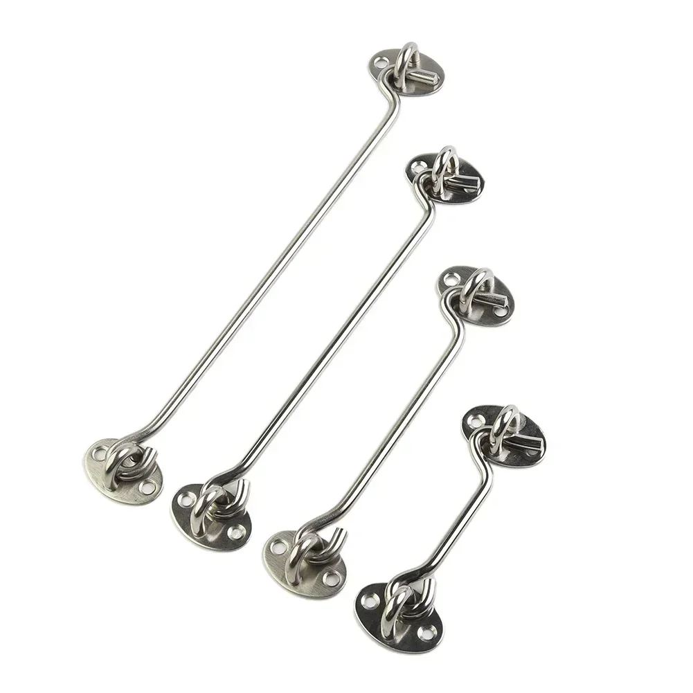 1pc Wind Hook Stainless Steel Silver Door Hardware With Electroplating For Garden Gates Stores Garages French Doors Latch Hook