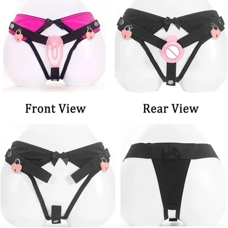 Sissy Chastity Cage Belt Chastity Panties FUFU Clip Anti-Falling Harness Extreme Sissy Lock Penis Bondage Feminization Toy