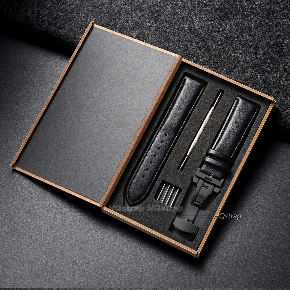 Elegant Calfskin Watch Band with Butterfly Clasp