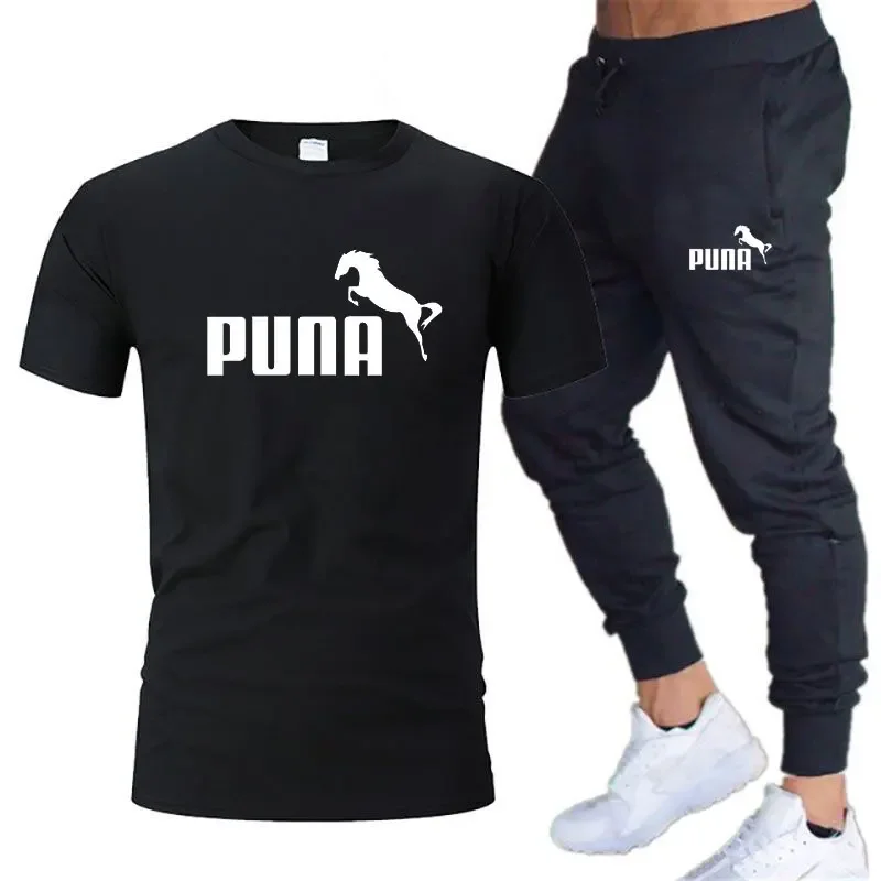 

2024 мужской спортивный костюм, хлопковые футболки и спортивные брюки, женский спортивный костюм, высококачественные мужские повседневные футболки с круглым вырезом, костюм для бега