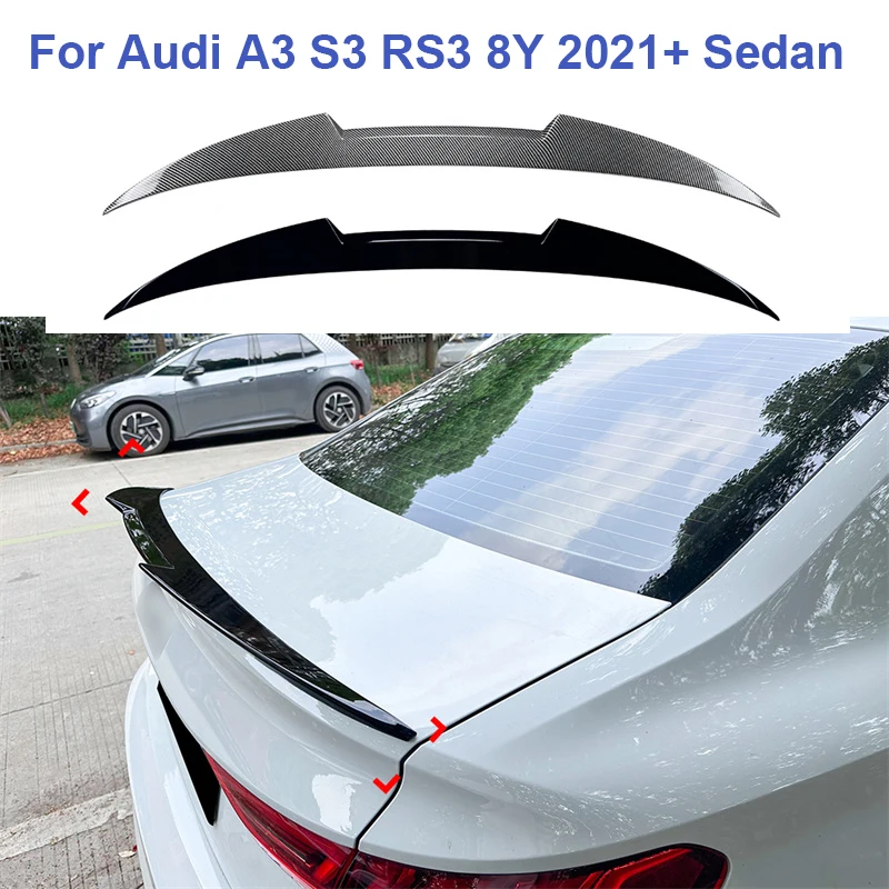 

Блестящая Автомобильная фоторамка для Audi A3 S3 RS3 8Y 2021 + сплиттер задней двери седана, спойлер 2022 2023 2024