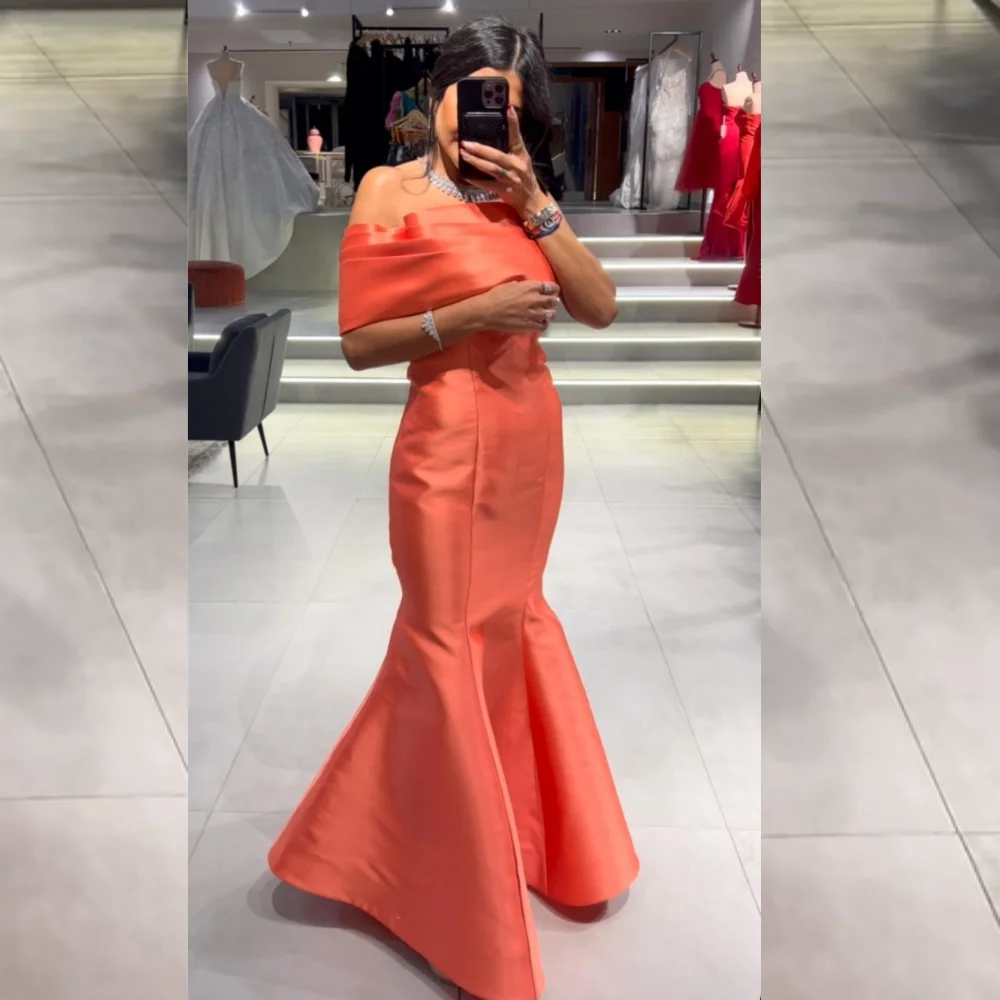 Jiayigong  Prom Charmeuse Pleat Valentine's Day Trumpet Boat Neck Bespoke Occasion Gown Midi Dresses