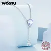 WOSTU 925 Sterling Silver Water-Drop Necklaces Purple Zircon Lily of the Valley Adjustable Chain For Women Gift Fine Jewelry 5