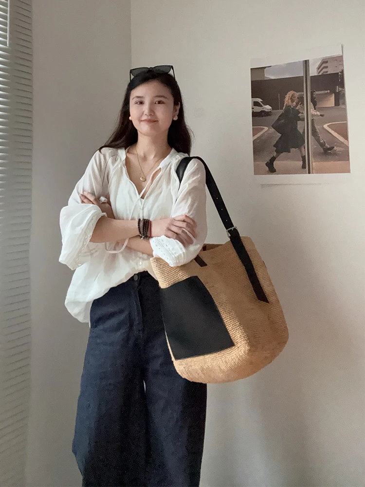 Straw Weave Beach Bag For Women Luxury Designer Handbag Purse 2025 New In Casual Vacation Large Capacity Tote Underarm Shoulder