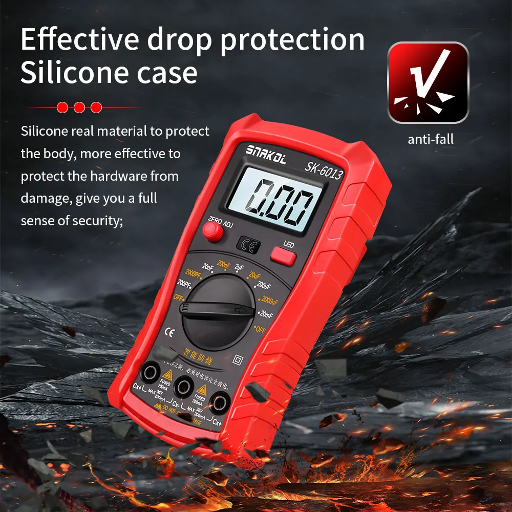 SK-6013 Digital Capacimeter Professional Capacitance Meter 20000uf Capacitor Tester 1999 Counts Electrician Multimeter digital multimeter tester