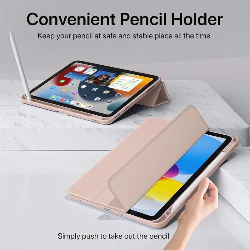 Für iPad Schutzhülle, Acryl-Dreifach-Falthülle mit Stiftschlitz, Lederhülle, Pro12.9 Air5 10.9 Hülle – Detail 6