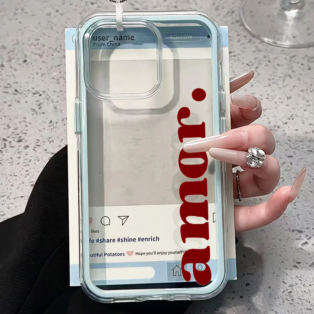 Creative Amor Clear Phone Case - Sleek and Protective Design