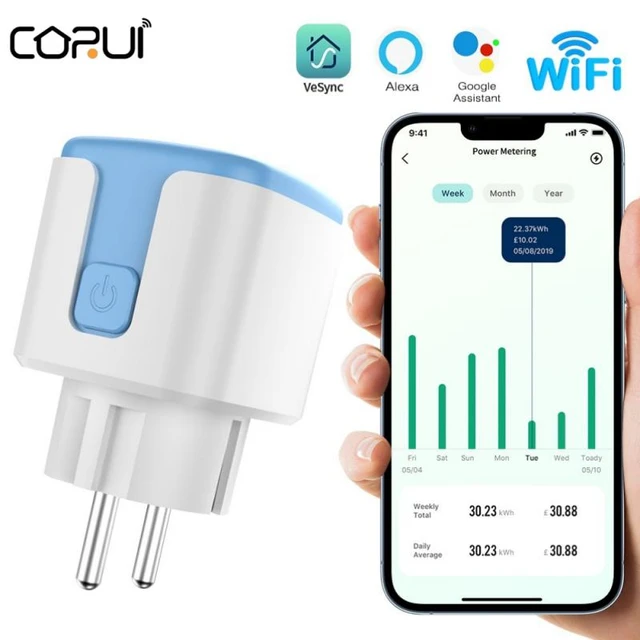 Vesync APP WIFI Smart Socket 16A EU Smart Plug With Power Monitor Voice  Control Timing Home Power Socket Work With Alexa Google