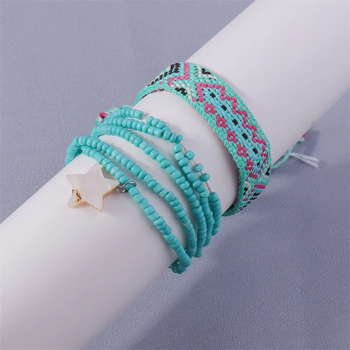보헤미안 수제 비즈 발찌 자수 꼰 발목 팔찌, 여름 해변 다리 발 체인, 여성 소녀 보석 선물 2
