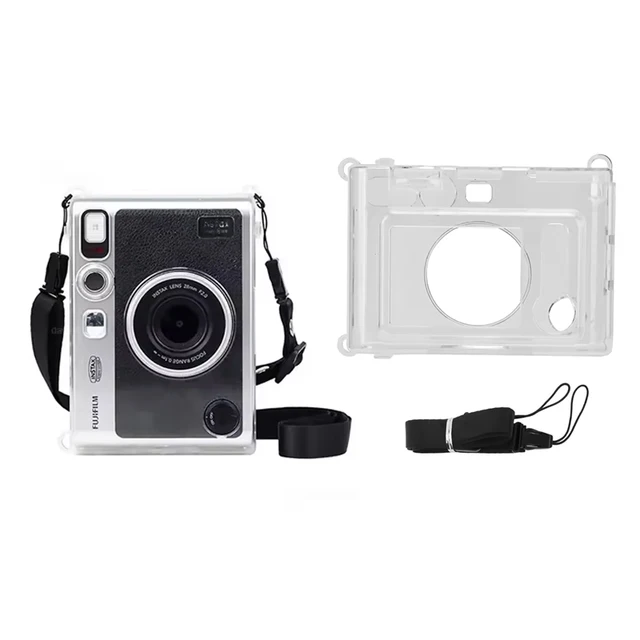 Mini EVO Camera Clear Case for Fujifilm Instax Mini EVO Instant Film Camera Portable Transparent Camera Case with Shoulder Strap