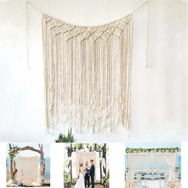 Handwoven Macrame Leaf Tapestry - Boho Wall Art