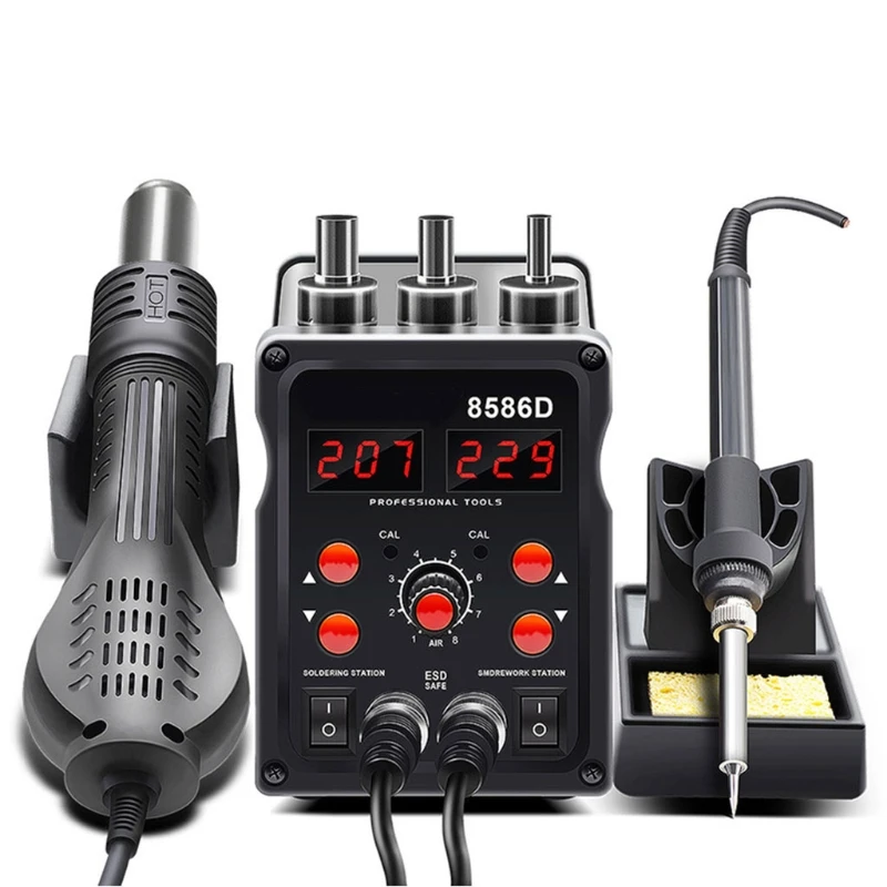

Digital ABS Soldering Station 2 in 1 8586D Soldering Station Solder Station 100-480℃ Adjustable Temperature, LED Display