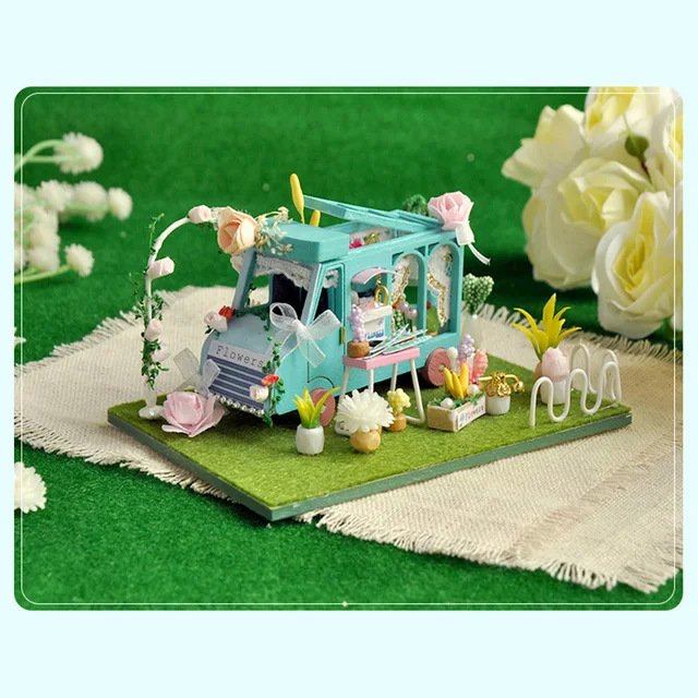 DIY 코티지 자동차 모델 인형 집 가구