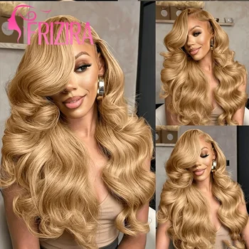 Honey Blonde 13x6 HD Lace Front Human Hair Wig 210% Density Body Wave Human Hair Wigs Colored 27# Pre Plucked Brazilian Hair 1
