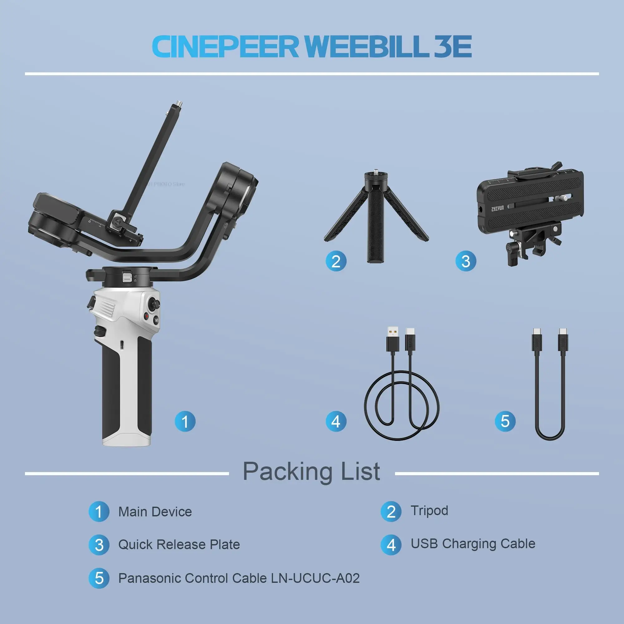 Description Picture 4 of itemZHIYUN WEEBILL 3E Camera Stabilizer 3-Axis Handheld for DSLR Cameras for Film Shooting Live Streaming Interview