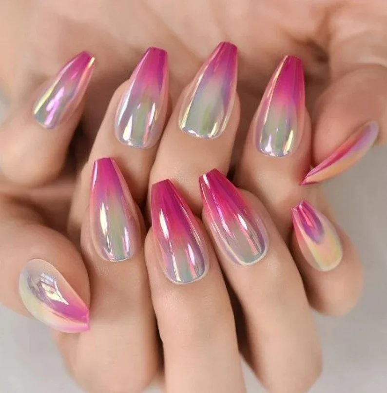 Gradient Neon Chrome Nail Powder 1jar Pink White Blue Pearl Glitter Magic Mirror Pigment Metallic Effect Chrome Gradient Powder nail powder nail pigment nail glitter nail decoration nail decorations
