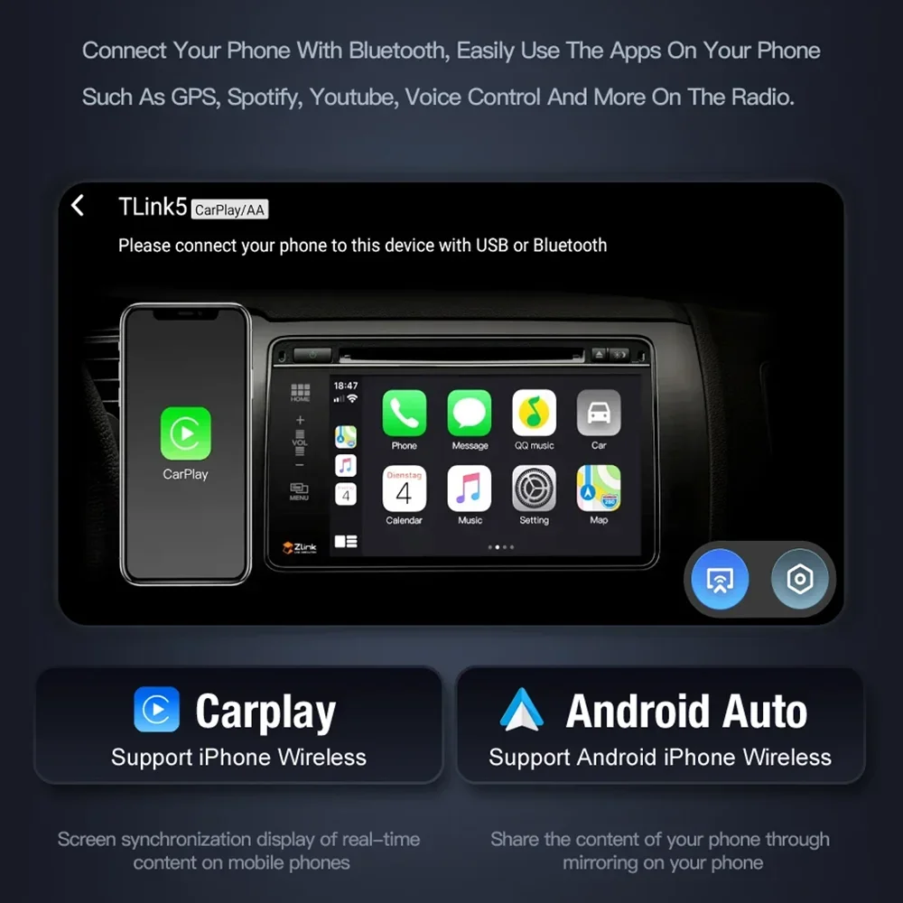 Autoradio Universale Android 14.0 da 7 Pollici con CarPlay, GPS, 4G, WiFi, Bluetooth, RDS per Toyota Rav4, Corolla, Vitz, VIOS, Hilux, Terios - immagine 3
