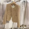2024 Spring Autumn New High-end Elegant Feel Cropped Jacket For Women Crew Neck Socialite Styletweed Style 1