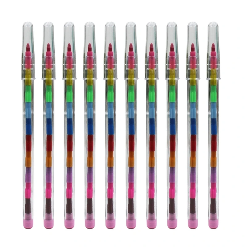 Stacking Buildable Stackable Colouring Pencils 10/24Pcs 11 in 1 Building Block Colouring Wax Crayon colored crayons color pencils