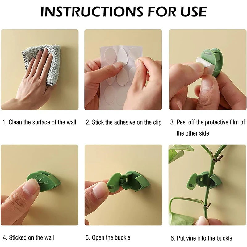 10Pcs Plant Climbing Wall Fixer Leaf Shaped Clips Self-Adhesive Flower Vine Plant Climber Hook Support Home Garden Accessories