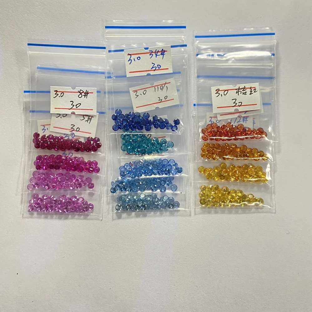 Meisidian 5A Quality 13 Color Brilliant Round 3mm Lab Rainbow Sapphire Loose Gemstone Ring Making